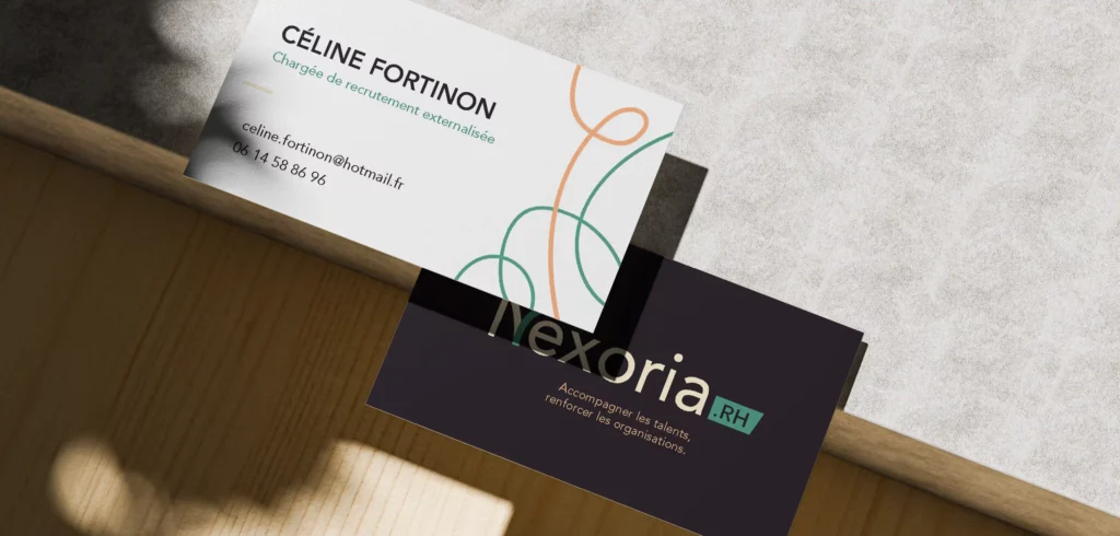 Carte de visite Nexoria Rh avec la nouvelle identité visuelle du cabinet