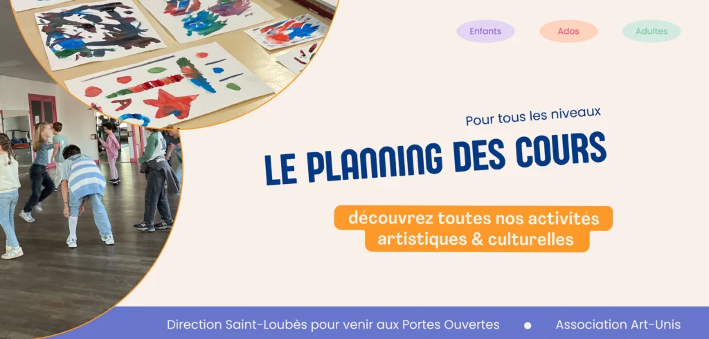 Communication créée pour Art-Unis à partir de la nouvelle identité visuelle
