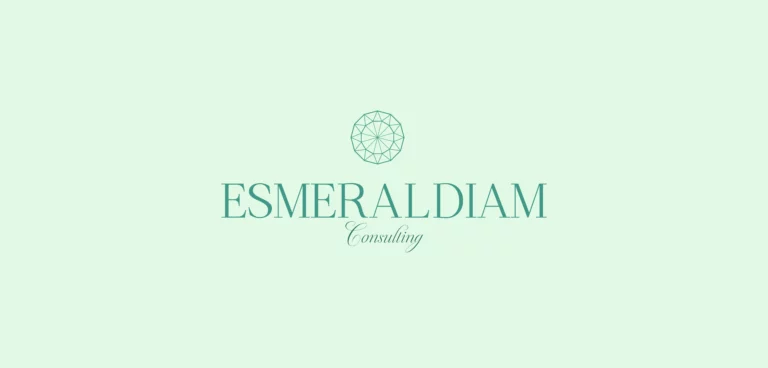 Logo Esmeraldiam et symbole diamant boussole sur fond vert clair