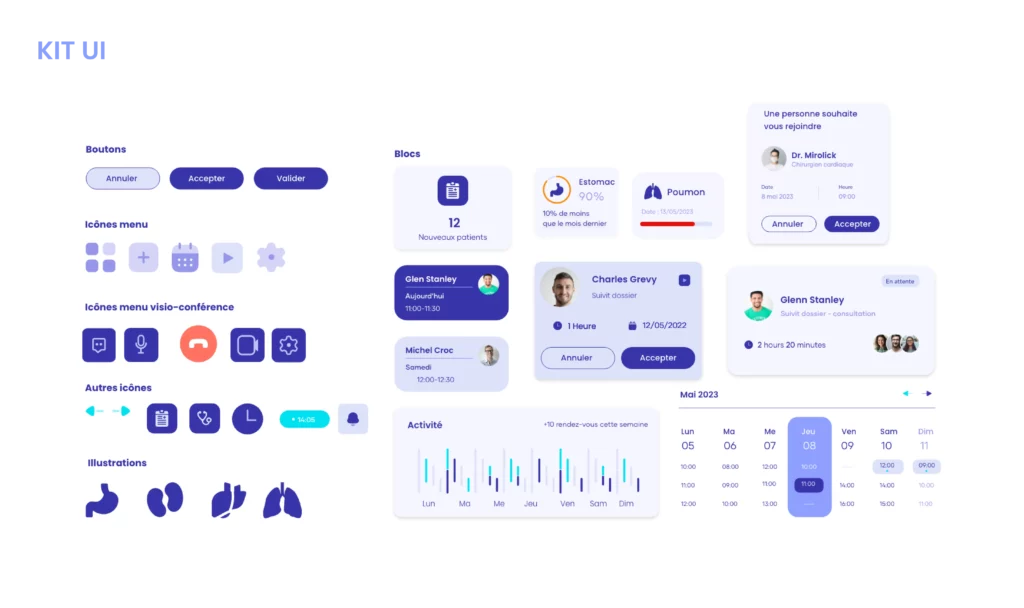 Kit UI Youmans avec boutons, icônes et composants graphiques de l'interface