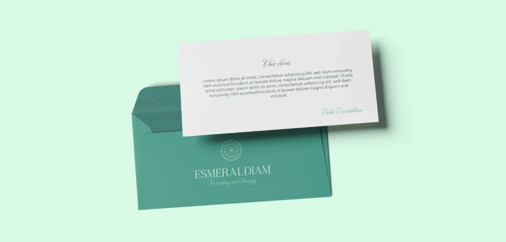 Papeterie Esmeraldiam avec enveloppe et carte personnalisées