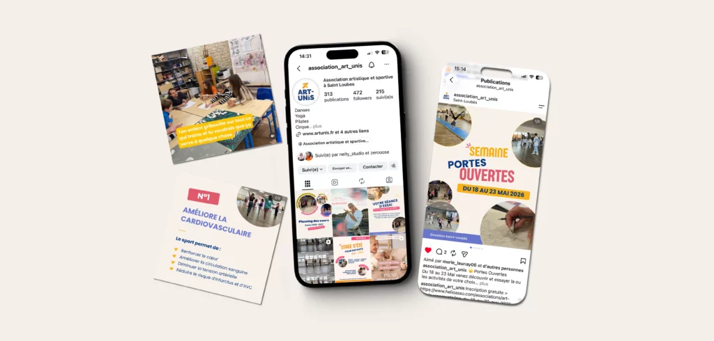 Déclinaison de l’identité visuelle Art-Unis sur les réseaux sociaux