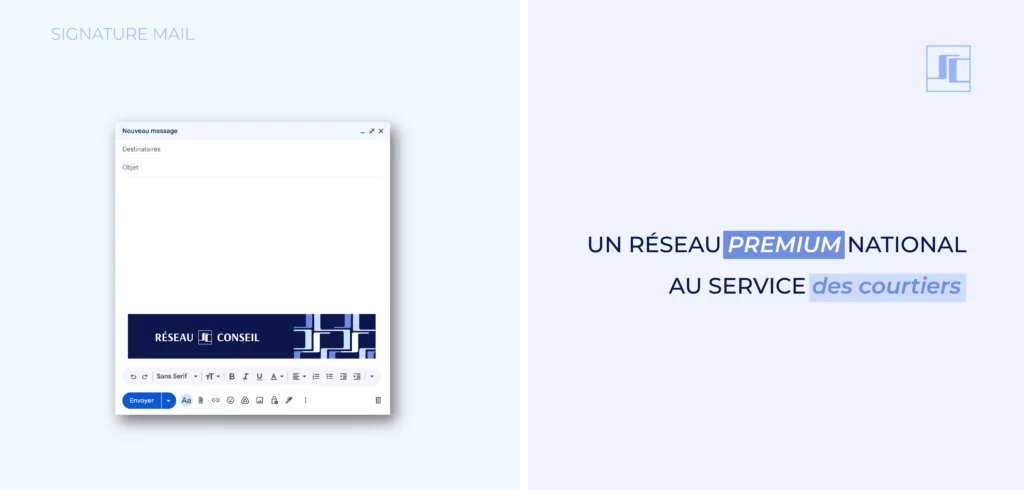 Signature mail créée pour la nouvelle identité visuelle de SC Conseil