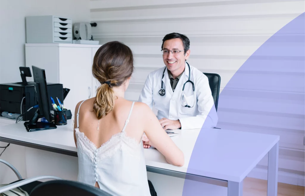 Univers visuel Youmans avec un médecin échangeant avec une patiente